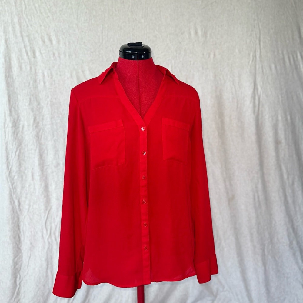 Express Bold Red Women's Button-Down Shirt